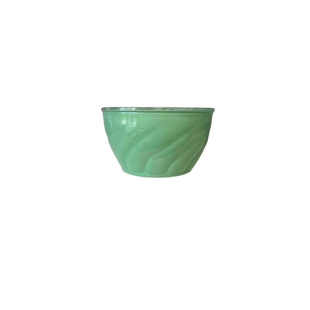 Vintage green fired on glass cottage cheese bowl